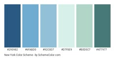 the color chart for different shades of blue and green