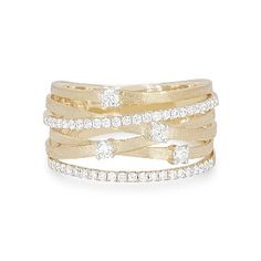 Multirow Diamond Matte Ring Gold Wedding Ring Stack, Wedding Ring Stack, Diamonds Direct, Statement Rings Diamond, Diamond Fashion Rings, Ring Stack, Gold Wedding Ring, Rings Diamond, Pave Ring