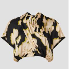 Super Cute Fun Top! New! Size M Dry Clean Retails: $365 Lined Yellow Silk Top With Floral Print, Yellow Floral Print Silk Tops, Tanya Taylor, Rent The Runway, Nice Tops, Black N Yellow, Black Floral, Crop Top, Top Blouse