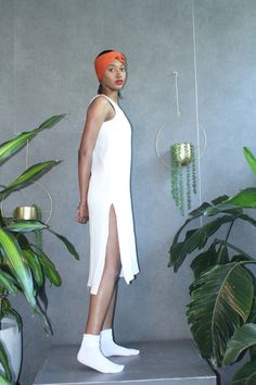 White Cotton Tank Dress High Side Slits Handmade - Etsy Knee-length Midi Dress With Side Slits For Beach, Summer Stretch Dress With Split Hem, Summer Dresses With Side Slits And Split Hem, Midi Dress With Side Slits For Day Wear, White Knee-length Dress With Side Slits, Long Midi Dress With Side Slits For Daywear, Tank Dress, White Cotton, Siding