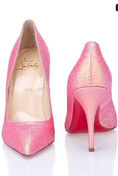 Batignolles 100 Glitter Mini Heels in Framboise Mini Heels, Jorge Gonzalez, Pink Hats, Fancy Heels, Pretty Pink Princess, Dancing Shoes, Louboutin Heels, Christian Louboutin Heels, Hot Heels