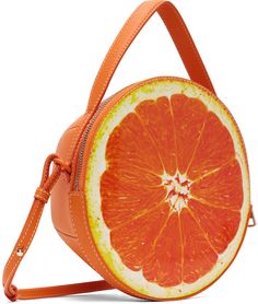 Sculptural paneled grained calfskin shoulder bag in orange. · Fixed carry handle · Adjustable and detachable crossbody strap · Logo embossed at face · Graphic printed at back face · Zip closure · Card slot at interior · Suede lining · Logo-engraved silver-tone hardware · Contrast stitching in white · H8 x W8x D6 Supplier color: Orange Modern Orange Shoulder Bag With Adjustable Strap, Modern Orange Crossbody Shoulder Bag, Orange Crossbody Shoulder Bag With Top Carry Handle, Orange Shoulder Bag With Detachable Handle For On-the-go, Orange Crossbody Bag With Detachable Handle, Orange Satchel With Detachable Handle, Orange Crossbody Bag With Detachable Strap, Orange Crossbody Satchel With Removable Pouch, Orange Crossbody Shoulder Bag With Detachable Strap