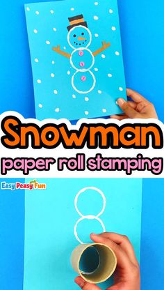 someone is making a snowman paper roll stamping craft for the kids to make