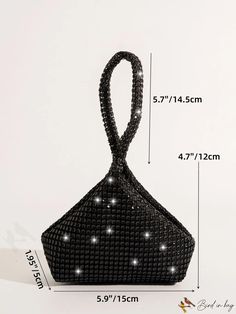 BirdinBag - Party-Ready Rhinestone Mini Bag: Glamorous Decor with Top Handle Handheld Evening Bag With Rhinestones For Night Out, Rhinestone Pouch Evening Bag For Parties, Rhinestone Handheld Evening Bag For Party, Handheld Rhinestone Evening Bag For Party, Handheld Rhinestones Shoulder Bag For Night Out, Black Rhinestone Clutch For Party, Embellished Handheld Bag For Night Out, Embellished Handheld Bags For Night Out, Handheld Evening Bags With Rhinestones