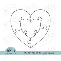 Heart in Heart Jigsaw Puzzle Templates AI EPS DXF SVG png files-kYoDigitalStudio Puzzle Piece Template, Jigsaw Projects, Puzzle Tattoos, Shape Puzzle, Harry Potter Svg, Woodworking Jigsaw, Puzzle Template, Diy Puzzles, Heart Puzzle