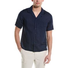 About The Brand: Simple, Purposeful Apparel Made For Easy Living. Jack Air Linen-Blend Shirt In Deep Navy Approximately 28.5in From Shoulder To Hem 51% Linen 49% Tencel Hand Wash Imported Classic Blue Shirt For Summer, Classic Blue Tops For Summer, Classic Johnny Collar Shirt For Vacation, Classic Blue Tops For Vacation, Classic Blue Shirt For Vacation, Classic Camp Collar Tops For Beach, Classic Short Sleeve Vacation Tops, Classic Short Sleeve Tops For Vacation, Classic Blue Tops For Beach