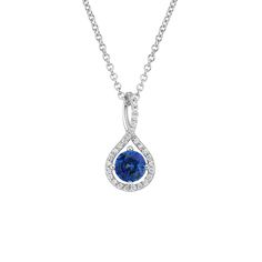 Sapphire Pavé Twist Pendant - 18K White Gold. Shimmering pavé diamonds in lustrous white gold form a sculptural twist around a serene blue sapphire in this glamorous pendant (1/10 total carat weight). Formal Sapphire Necklace Fine Jewelry, Formal Briolette Sapphire Necklace, Formal Sapphire Pendant Diamond Necklace, Sapphire Diamond-cut Diamond Necklace, Sapphire Diamond Necklace With Diamond Cut, Formal Sapphire Diamond Necklace In Fine Jewelry Style, Sapphire Diamond Necklace For Formal Occasions, Formal Sapphire Necklace With Brilliant Cut, Formal Sapphire Necklace With Halo Setting