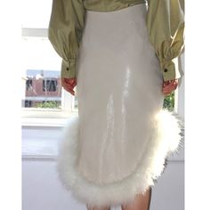 S Or M White Or Purple Winter White Chic Skirt, Chic White Winter Skirt, White Lined Skirt For Winter, Chic White Fall Skirt, Chic White Skirt For Fall, Slim Jacket, Feather Skirt, Color Purple, Tulle Skirt