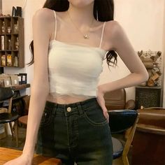 SPECIFICATIONS Elasticity: High Strecth Fabric Type: Nylon Cotton Material: POLYESTER Age: 18-24 Style: Korean Clothing Length: short Decoration: STRAP Gender: WOMEN Tops Type: CAMIS Item Type: tops [20240305] Strapless Tank Top, Crop Top Camisole, Streetwear 2000s, Tank Top Crop Top, 2000s Clothes, Y2k Women, Mesh Tank Top, Summer Streetwear, Wide Leg Dress Pants