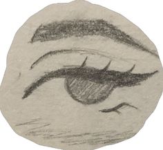 a drawing of an eye with long eyelashes