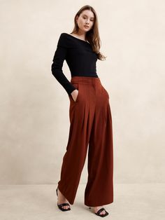 Ultra High-Rise Wide-Leg Pant | Banana Republic Factory Executive Director Wardrobe, Women’s Pants, Black High Waisted Pants, Pleated Wide Leg Pants, Drape Pants, Curated Closet, Urban Outfitters Accessories, Fall Jeans, She Is Clothed