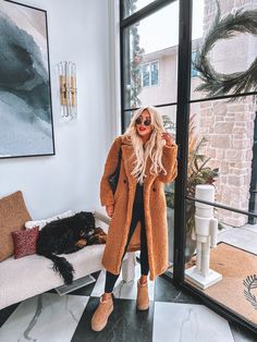 UGG® Sherpa Logo Tag Mittens … curated on LTK Long Brown Faux Fur Coat Outfit, Austin Winter Outfits, Sherpa Clogs Outfit, Winter Las Vegas Outfit, Tennessee Winter Outfits, Warm Comfy Outfits Cold Weather, Long Sherpa Jacket Outfit, Winter Outfits With Ugg Boots, Winter Honeymoon Outfits