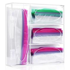 PRICES MAY VARY. Product Dimension: 12 x 12 x 3.3"(include hinge), please measure your drawer before place order. No need to assemble, Come with complete ziplock organizer. Acrylic Material Organizer - This zip lock bag organizer is made of clear high quality acrylic which it's waterproof and easy to clean. The lid of organizer is openable, it's easy to put in ziplock bag, there are two couples of magnets on the corner, makes it close firmly. Keep Your Dawer Organized: Design for Gallon Quart Sa Baggie Organizer, Ziplock Bag Organizer, Ziplock Bag Storage, Plastic Wrap Dispenser, Plastic Drawer Organizer, Storage Bags Organization, Ziplock Bag, Organized Packing, Kitchen Drawer