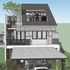 an artist's rendering of a two story house