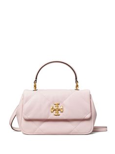 light pink nappa leather diamond quilting signature Double T motif gold-tone hardware foldover top with magnetic fastening adjustable detachable shoulder strap single top handle main compartment internal zip-fastening pocket This piece comes complete with a protective dust bag. Pink Tory Burch Purse, Tory Burch Purse, Tory Burch Kira, Tory Burch Tote, Quilted Tote Bags, Girly Bags, Womens Designer Handbags, Quilted Totes, Pretty Bags