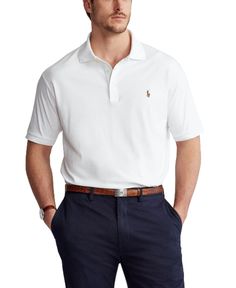 This relaxed Polo shirt is made from luxe cotton with an ultra-soft finish. It exemplifies the way Ralph Lauren has re-imagined his signature style over the years, while maintaining the quality and attention to detail of the iconic original. Classic Polo Collar Cotton T-shirt, Classic Relaxed Fit Polo Shirt With Polo Collar, Classic Cotton Polo Collar T-shirt, Classic Cotton Polo T-shirt, Classic Relaxed Fit Polo Shirt, Classic Cotton Polo Collar Top, Classic Relaxed Fit T-shirt, Classic Cotton Polo Shirt For Business Casual, Unstructured Spread Collar White Top