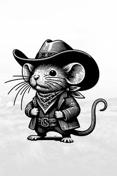 a drawing of a mouse wearing a cowboy hat