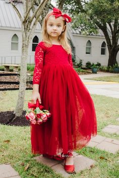 RED HOLIDAY TULLE FLOWER GIRL SPECIAL OCCASION DRESS – Hannah Rose Vintage Boutique Bohemian Flower Girl Dress, Bohemian Flower Girl, Boho Flower Girl Dress, Dance Portraits, Red Tulle Skirt, Fairytale Wedding Theme, Vintage Flower Girls, Flower Girl Dresses Vintage, Red Flower Girl Dresses