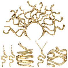 PRICES MAY VARY. Snake Jewelry Set for Halloween: the Halloween medusa snake costume includes 1 piece of medusa headpiece, 1 piece of gold adjustable ring bracelet hand chain, 1 piece of snake necklace for women, 1 pair of snake earrings and 1 piece of snake spiral upper arm cuff, considerate and complete costume set, meeting your dressing needs in parties Comfortable and Reliable Material: the snake jewelry for women is mainly made of quality alloy material, with electroplating process, the sur Costume Medusa, Halloween Medusa, Medusa Halloween Costume, Medusa Headpiece, Snake Costume, Medusa Snake, Medusa Costume, Creepy Halloween Costumes, Upper Arm Cuffs