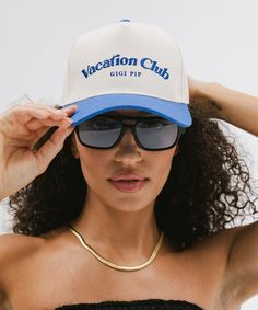 Because who else envisions themself vacationing 24/7? Manifest yourself kickin' back somewhere glamorous with this daily look. Available in 3 vintage inspired color ways + perfectly toned to transition from szn to szn. This canvas trucker is meant to be a closet staple + a quality accessory that you can count on any day of the week. Trendy Summer Trucker Hat For Travel, Trendy Spring Trucker Hat For Travel, Trendy Trucker Hat For Summer Travel, Vintage Trucker Hat For Summer, Vintage Trucker Hat For Summer Beach, Retro Trucker Hat For Beach, Vintage Summer Trucker Hat, Retro Summer Trucker Hat For Vacation, Color Ways