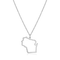 PRICES MAY VARY. Elegant, Sophisticated, and Sentimental: Wisconsin State outline pendant hangs on this dainty silver necklace to add elegance and sophistication to her everyday style while proudly wearing a reminder of home Polished and Packaged with Care: The pure silver Wisconsin pendant is smooth and polished for tarnish-free shine, with shiny, durable rhodium plating; the pendant hangs on a dainty 18 inch cable chain, packaged carefully in a beautiful gift box Nickel-Free Hypoallergenic Ste Wisconsin Outline, California Necklace, Dainty Silver Necklace, Long Distance Friendship Gifts, Distance Friendship, Outline Design, State Necklace, Wisconsin State, Outline Designs