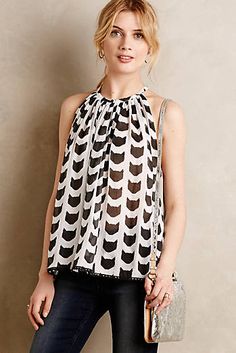 Graphic Cat Tunic Anthropologie Clothing, Tunic Pattern, Anthropologie Top, Blouse Outfit, Petite Outfits, Facebook Twitter, Beautiful Outfits, Tank Top Fashion, Style Me