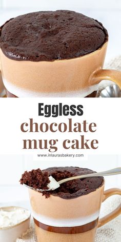 eggless chocolate mug cake with whipped cream in it