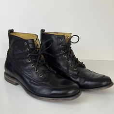 Frye Size 11 Black Phillip Lace Up Work Boots Excellent Pre Owned Black Lace-up Synthetic Work Boots, Black Lace-up Steel Toe Work Boots, Black Steel-toe Lace-up Work Boots, Black Lace-up Boots With Reinforced Toe, Frye Boots Lace Up, Black Phillip, Frye Shoes, Spring Awakening, Work Boots