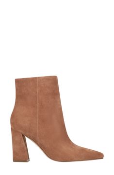 Boasting a clean-lined, sleek silhouette with a modern square toe and tapered block heel, this versatile leather bootie is a go-to cool-weather look. 3 1/2" heel(size 8.5) 4 3/4" shaft Leather upper/synthetic lining and sole Imported Sleek Suede Boots For Fall, Block Heel Mid-calf Boots In Calf Leather For Work, Block Heel Calf Leather Mid-calf Boots For Work, Workwear Mid-calf Boots With Block Heel In Calf Leather, Workwear Mid-calf Boots With Block Heel, Square Toe Suede Heeled Boots, Suede Heeled Boots With Square Toe, Suede Boots With Branded Heel Counter For Work, Spring Workwear Boots With Contrasting Heel Counter