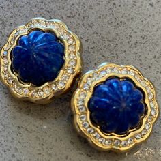 Christian Dior Vintage Clip Earrings-Received These As A Gift And Don't Need! I Have Never Used Them In 12 Years. Make Offer! Vintage Circa 1980’s Christian Dior Gold Tone Circle Lapis Blue Stone Clip Earrings. Marked Chr. Dior In The Back Clasp. Measurements: Height: 1” Width: 1” I Will Not Reply To Public Comments Asking Me To Contact You Via Phone #. Message Me With Any Questions! Luxury Blue Earrings For Evening Wear, Luxury Blue Earrings For Evening, Elegant Blue Formal Clip-on Earrings, Elegant Formal Blue Clip-on Earrings, Elegant Blue Clip-on Earrings For Formal Occasions, Blue Clip-on Earrings For Anniversary, Dior Jewelry Vintage, Dior Tribales Earring, Vintage Dior Earrings