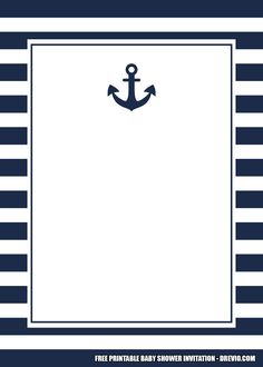 an anchor is in the middle of a blue and white striped frame with stripes on it