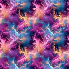 an abstract background with colorful clouds and colors in pink, blue, yellow and orange