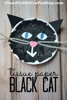 a paper plate with a black cat on it and the words tissue paper black cat