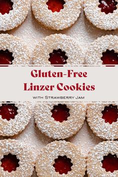 gluten - free linzer cookies with strawberry jam are the perfect treat for christmas