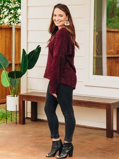 Southern Grace Sundown Awaits Long Sleeve Top, Maroon The 'Utmost Comfort' sweater is arguably the softest sweater... ever. The soft feel makes this the perfect sweater for any occasion! Dress it up or down with ease, this sweater will have your back all season long! Fit: Relaxed Material: 100% Polyester Our Model is in a small. Size Chart: Small: 4-6 Medium: 8-10 Large: 10-12 X-Large: 14-16 2XL: 18-20 3XL: 20-22 Comfy Super Soft Winter Sweater, Super Soft Winter Long Sleeve Sweater, Super Soft Long Sleeve Comfortable Sweater, Super Soft Relaxed Fit Sweater For Winter, Winter Solid Color Super Soft Tops, Super Soft Winter Tops, Super Soft Cozy Fit Long Sleeve Sweater, Southern Grace, Perfect Sweater