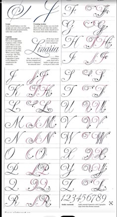 an example of calligraphy in the style of handwritten letters, with different font and numbers