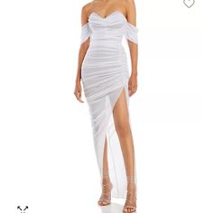 New With Tags. Never Worn. Mesh Gown, Ruched, Off The Shoulder. Often Sold Out And Retails For $369. Bought At Retail Plus White Pre-draped Maxi Dress For Gala, White Ruched Off-shoulder Maxi Dress, White Off-shoulder Ruched Maxi Dress, White Off-shoulder Maxi Dress For Gala, White Ruched Maxi Dress For Evening, White Ruched Maxi Evening Dress, White Off-shoulder Gala Maxi Dress, Short Sleeve Ruched Evening Dresses, Ruched Short Sleeve Evening Dresses