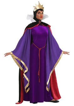 the evil queen costume is shown in purple and red