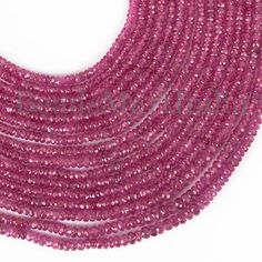 "Measurements From 3-5 mm (Approx.)Drilled Size - .40mm Stone -  RubyStyle - RondelleStrand Measurement - 56 CmAverage Weight- 610 Ct." Necklace Ruby, Ruby Beads, Carnelian Beads, Ruby Necklace, Amethyst Beads, Opal Gemstone, Faceted Bead, Purple Amethyst, How To Make Beads