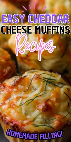 easy cheesy muffins recipe with text overlay