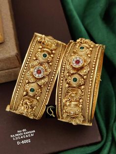 Description :- Antique Gold-Plated Indian Bangles, Indian Wedding Jewelry for Women and Girls Gift yourself a royal look with this perfectly crafted necklace set from Manalisstudio. Crafted with high quality stones, it is impressive in design. The green enamel artwork adds perfect texture to the design. Perfect for weddings and festivities, this antique necklace set should be put on with your favorite sari or lehenga. 100% Satisfaction. Long Lasting Plating, High-Quality Stones. Gifting :- This Bridal Bangles Set, Polki Bangles, Gold Bangle Set, Jewellery Bridal, Diamond Pendant Sets, The Bangles, Bangles Set, Buy Jewellery Online, Bangles Indian