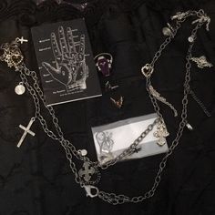 Bundle Includes: Coffin Ring, Purple With Heart & Filigree Detail (Size 7.5-8) Bat Post Earrings, Never Worn Charm Spider Chain Necklace With Different Types Of Crosses Goth Punk Rockabilly Chic Silver Grunge Jewelry For Party, Types Of Crosses, Coffin Ring, Ring Purple, Goth Girl, Girl Jewelry, Goth Punk, Different Types, Post Earrings