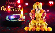 happy bhantreeas greeting card with hindu god and diya on colorful background