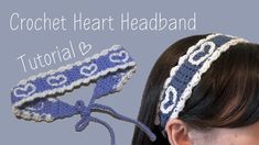 the crochet heart headband is made with yarn