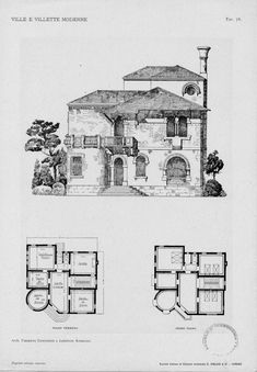 an old house with two floors and three stories, in black and white ink on paper