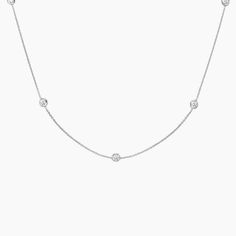 Bezel Strand 18 in. Diamond Necklace (2/3 ct. tw) - 18K White Gold. Bezel-set diamonds are evenly spaced along a delicate chain in this classic and elegant necklace. Bezel Set Diamond, Elegant Necklace, Delicate Chain, Brilliant Earth, Elegant Necklaces, Bezel Setting, Pendant Jewelry, Diamond Necklace, Jewelry Accessories