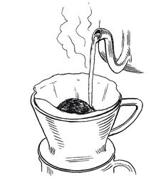 a drawing of a coffee pot filled with hot chocolate