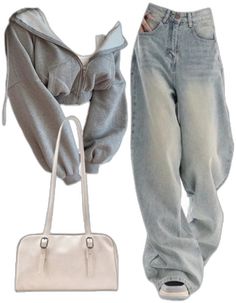 Grey Cropped Zip Up Hoodie Outfit, College Woman Outfits, Off The Shoulder Jacket Outfit, Outfit Ideas Not Basic, Cute Hoodies Outfits, Cute Outfits For 10-12, Trendy Everyday Hoodie For Fall, Trendy Fall Hoodie For Everyday Wear, Trendy Everyday Hoodie For Spring