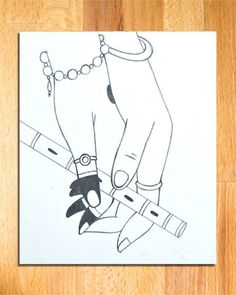 a drawing of two hands holding a pencil on top of a piece of white paper