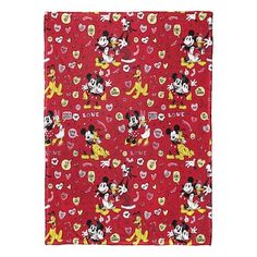 mickey and minnie mouse pattern on red background